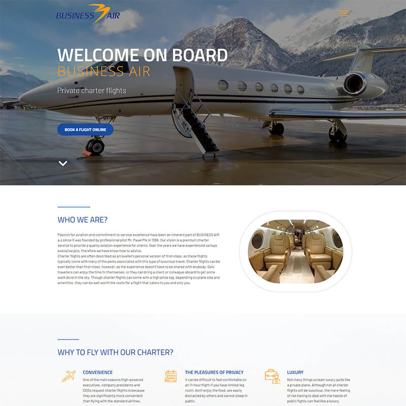Náhledový obrázek webu Businessair