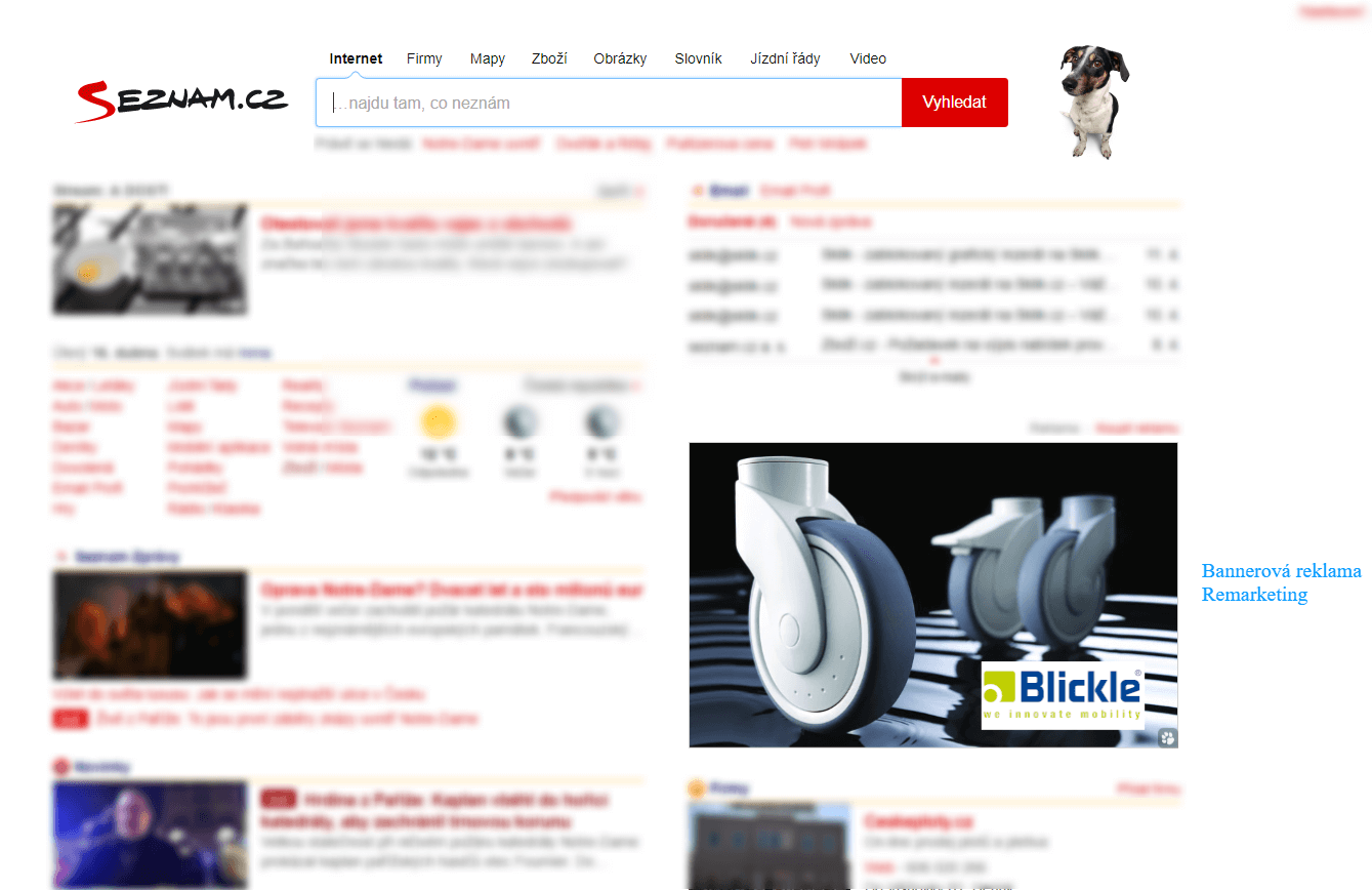 Ukázka bannerové reklamy Ukázka bannerové reklamy a remarketingu na Seznam.cz