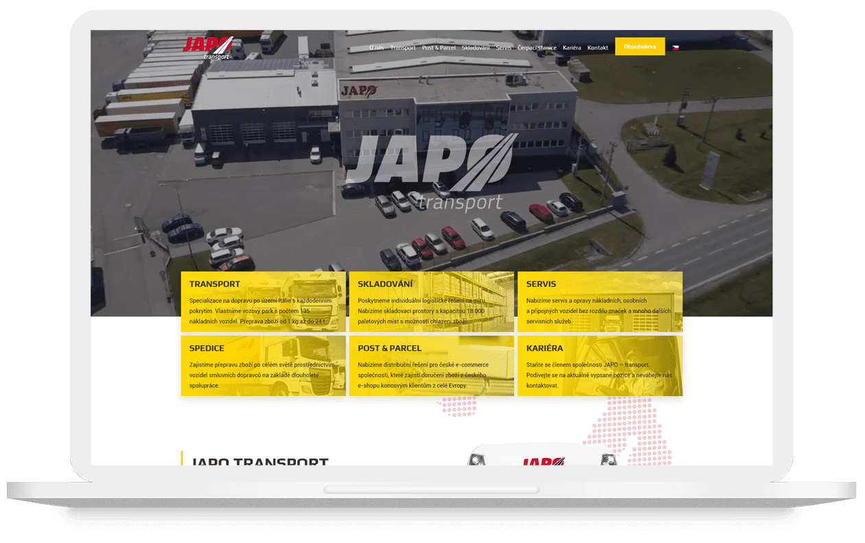 Mockup webu JAPO AUTODOPRAVA