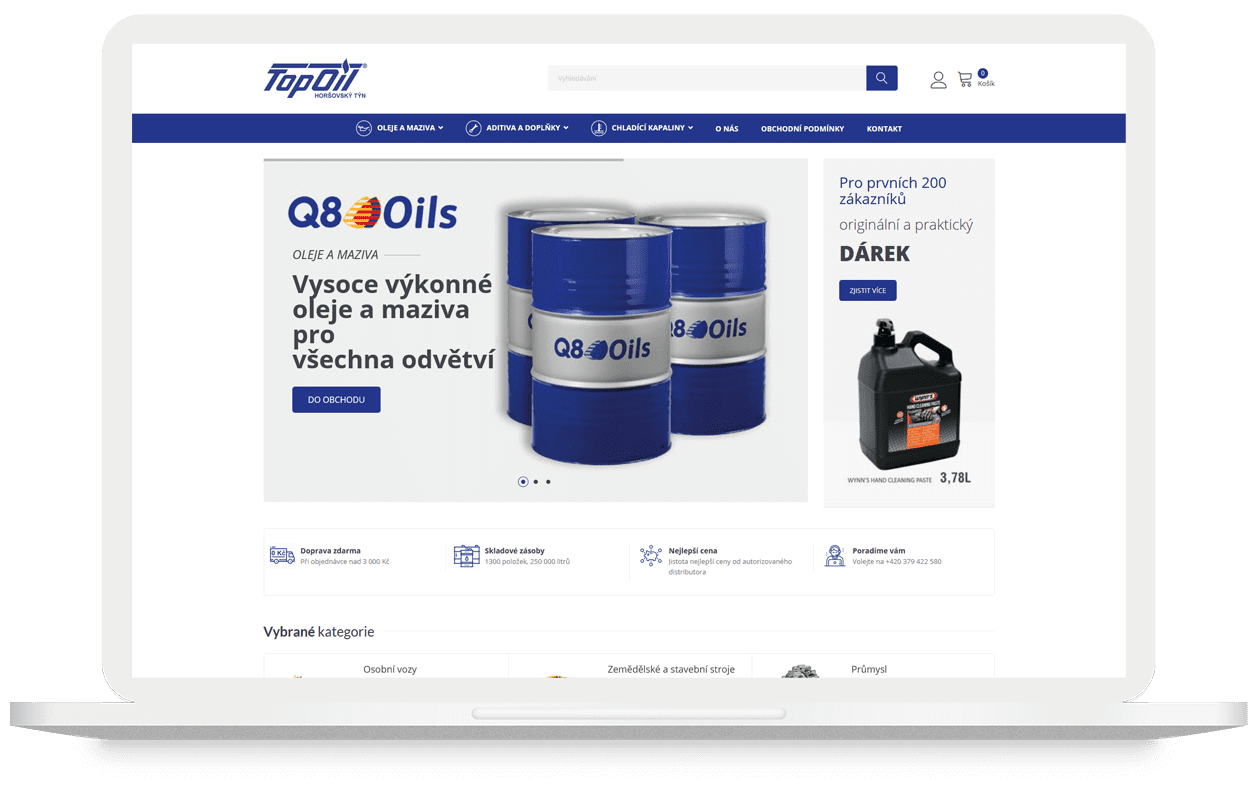 Mockup webu Top Oil