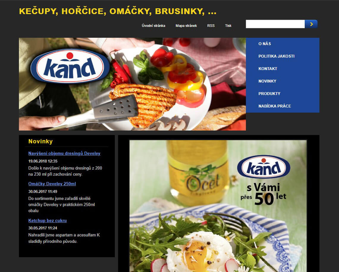 Webová stránka společnosti KAND - starý design